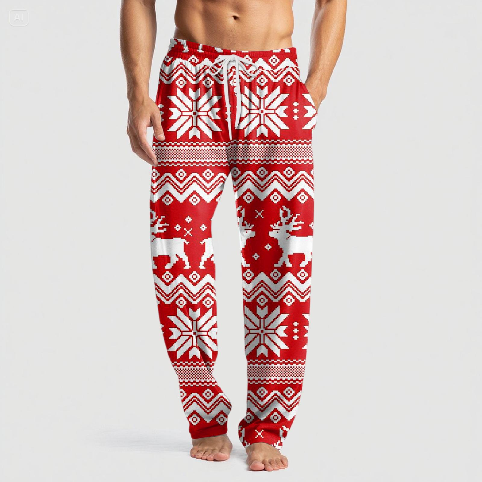 

Мужские вязаные модные брюки с принтом, карманами, повседневные, пижамные XXXL красный