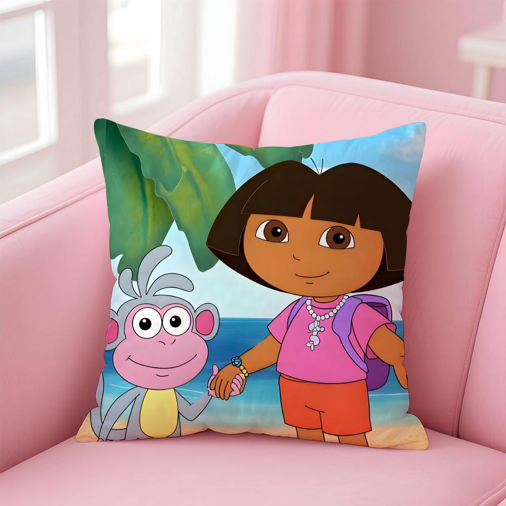 Anime Cute D-Dora the E-Explorer Cushion Cover Comfortable Reversible Pillow Cover Ideal for Car Sofa Bedroom & Beyond