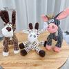 Dog Dental Cleaning Toy Squeaky Plush Tear-resistant Chew Cute Animal Corn Plaid Shapes for Small Medium Large Dogs Teething