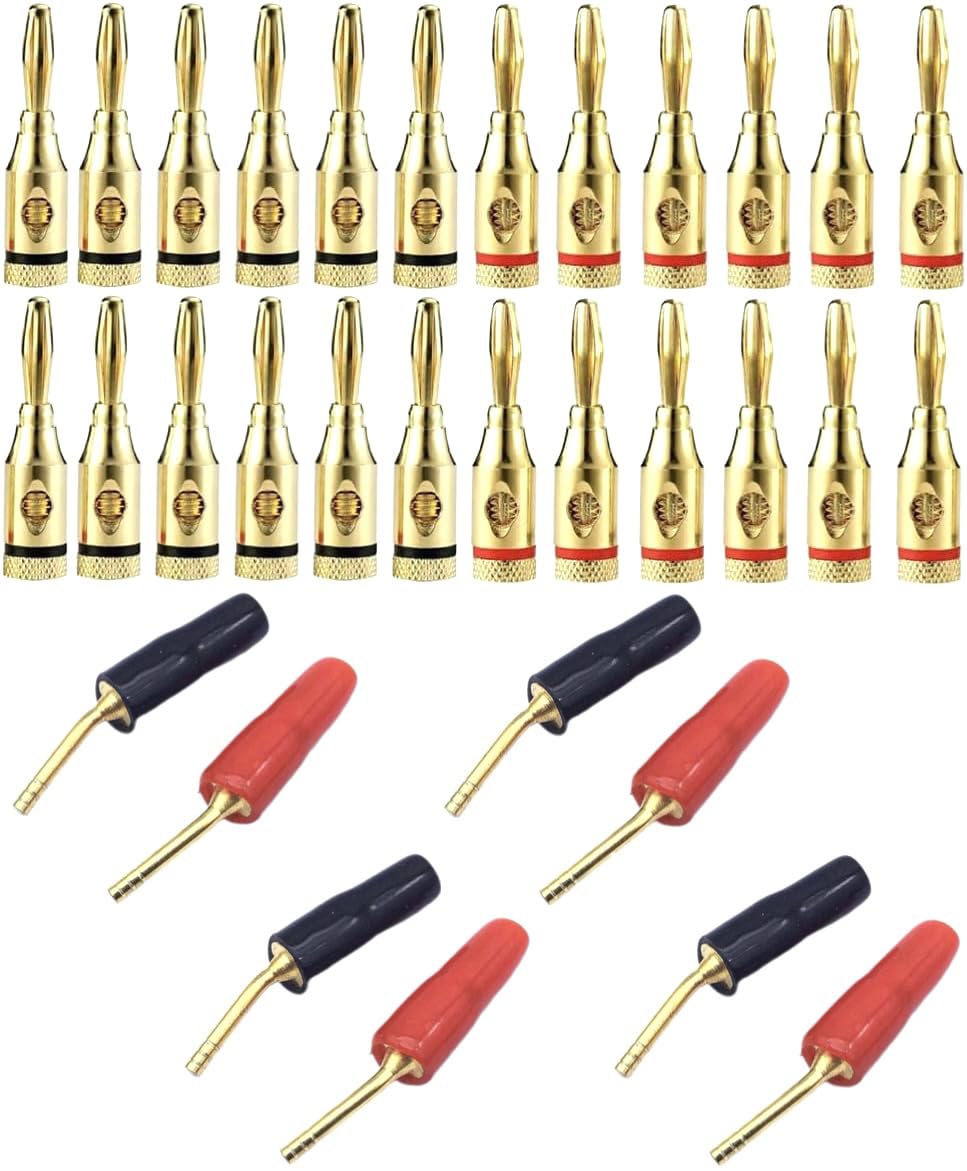 

24 Banana 8 Pin Mini Plug Speaker 24k Gold For Solderless Speaker For Wall Universal Replacement [Deepa Ribusu] Plugs, Plugs, Terminal, Plated,