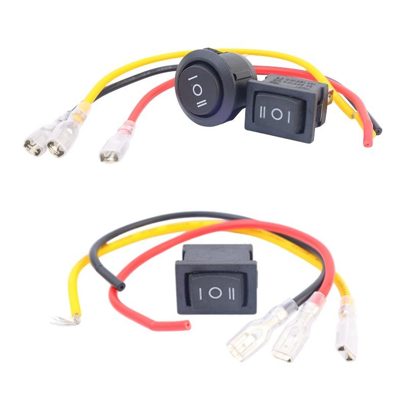 Round Rocker Switch 12V 3 Pin 3Position ON Off ON 10A/125V DC SPDT Circle Toggle Switch with Wires for Auto Marine Boat Switches
