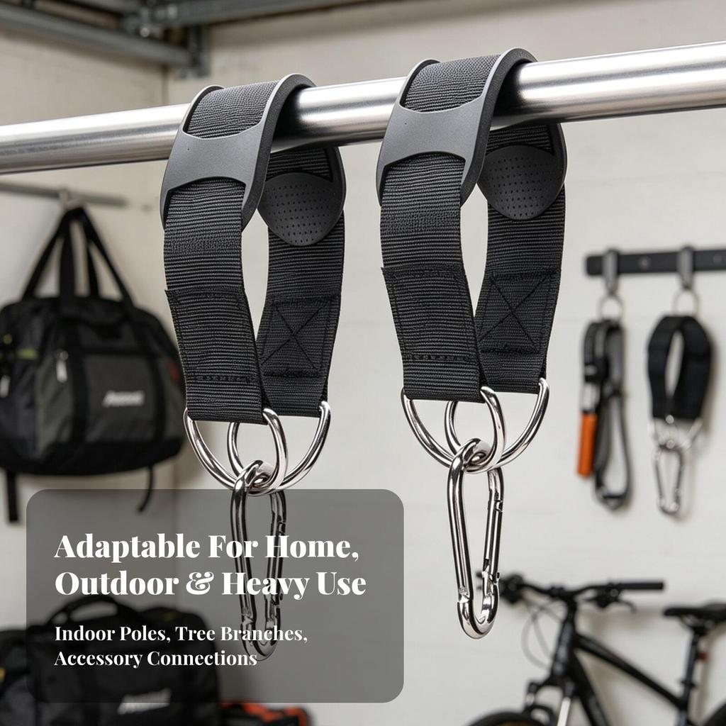 Pull-up Bar Strap with Rubber Pad Anti-Slip Hanging Carabiner for