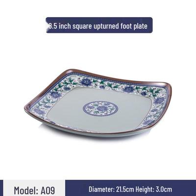 Jiubing Blue & White Melamine Dinner Plates