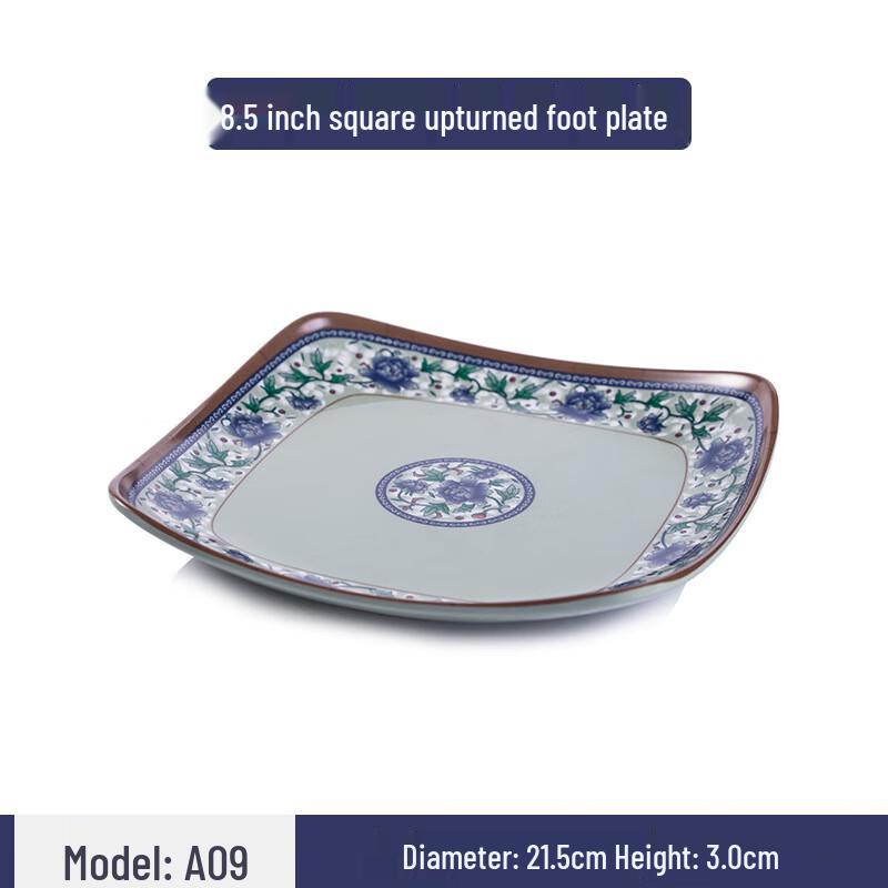 Jiubing Blue & White Melamine Dinner Plates 3-pack