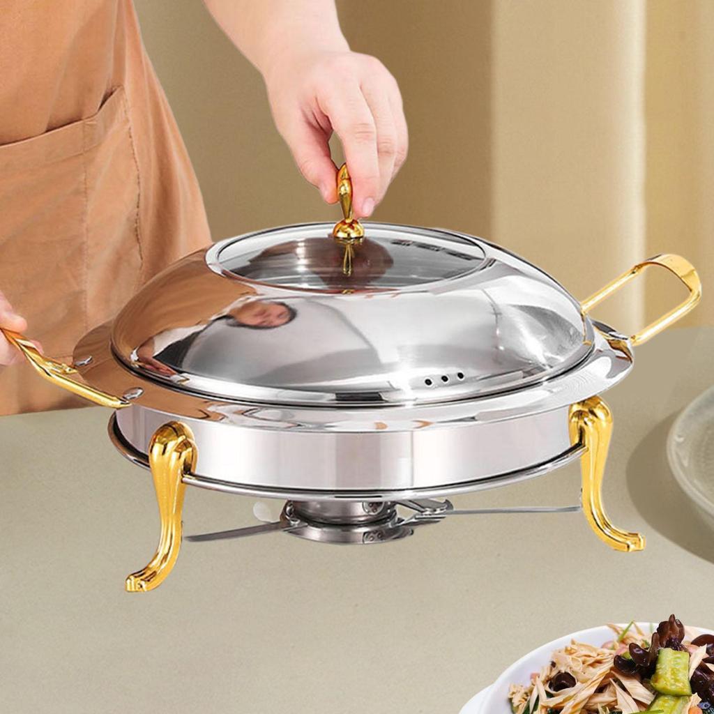 Chafing Dish Buffet Set Servers and Warmers Round Chafers for Catering W/ Lid Party