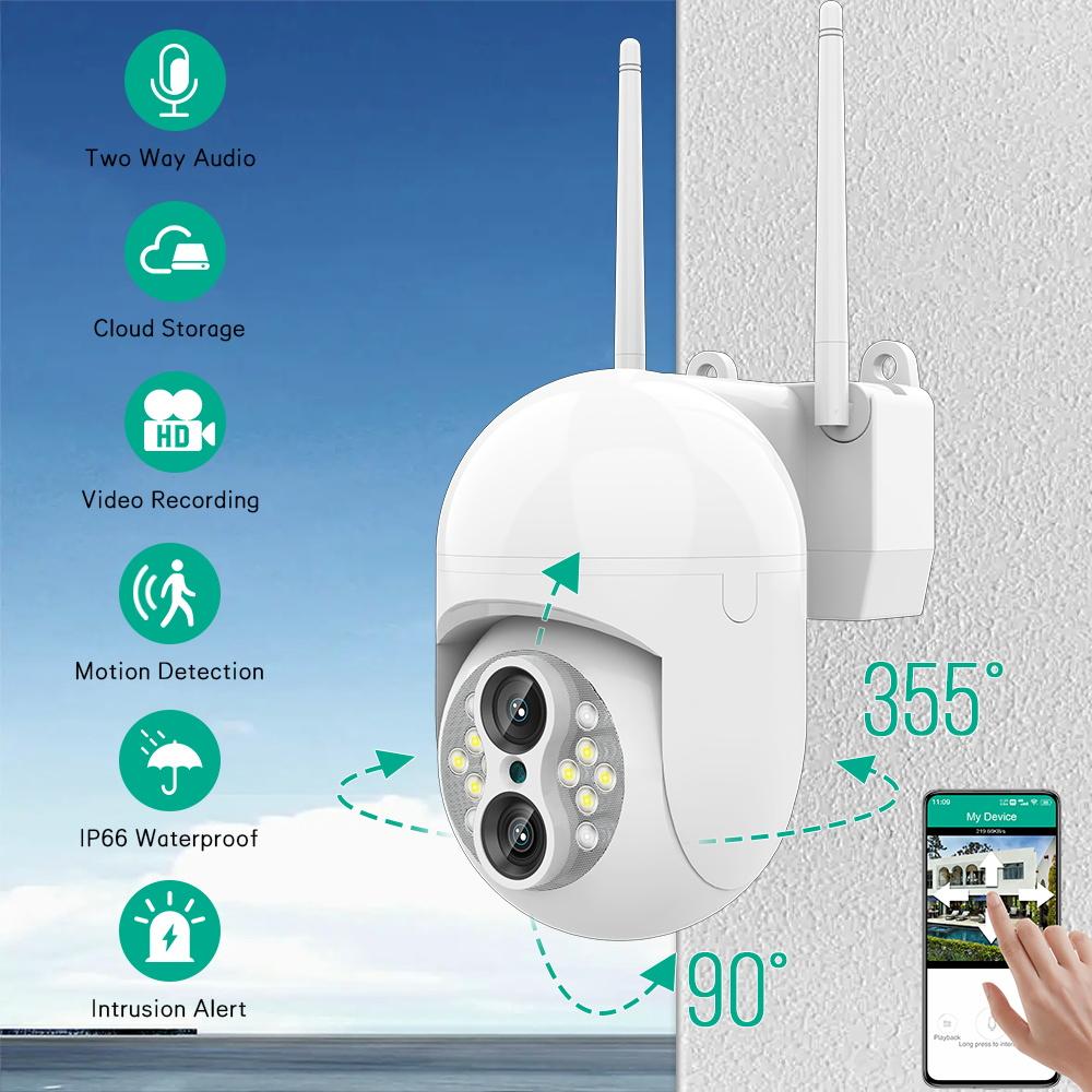Buy EVKVO 4MP 5G WiFi Surveillance Camera Dual-Lens 8X Digital Zoom ...