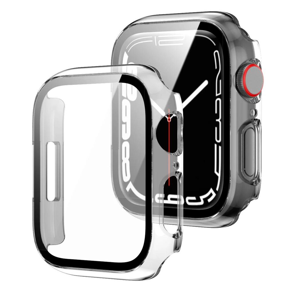 Tempered Glass+Cover For Apple Watch Case 45mm 41mm 44mm 40mm 42mm Screen Protector Apple Watch Accessories Serie 9 4 5 6 SE 7 8