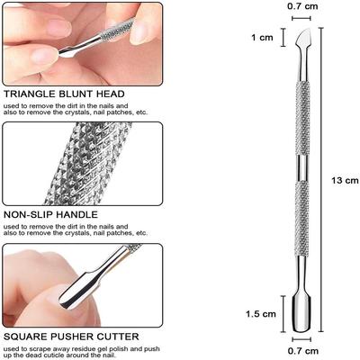 1PC Spingipelle per unghie Strumenti per la rimozione della pelle morta su entrambi i lati in acciaio inossidabile per manicure pulita