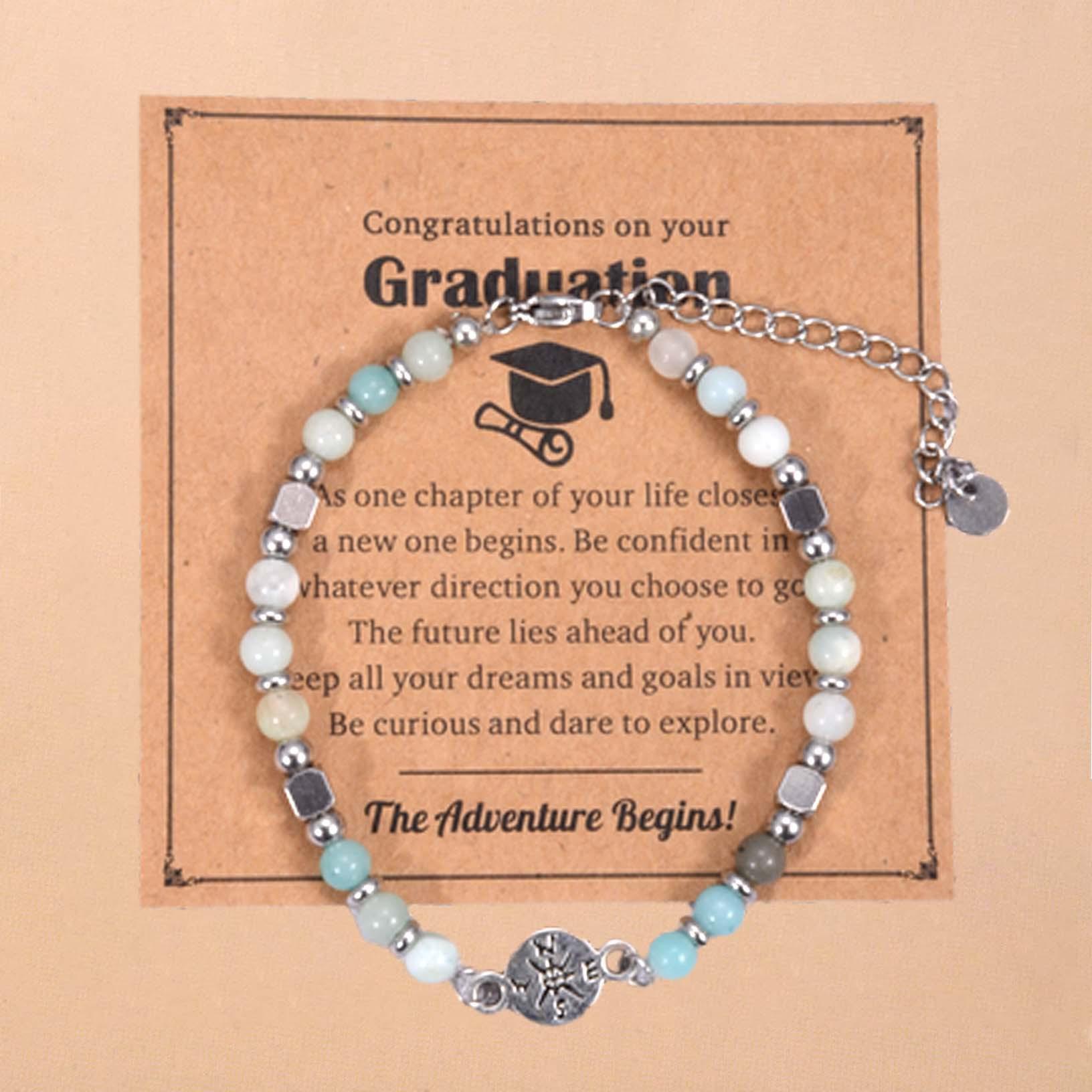 

Graduation Theme Stone Bracelet Natural Stone Stainless Steel Metal Accessories Meaning New Journey Amazon Stone Compass Brac