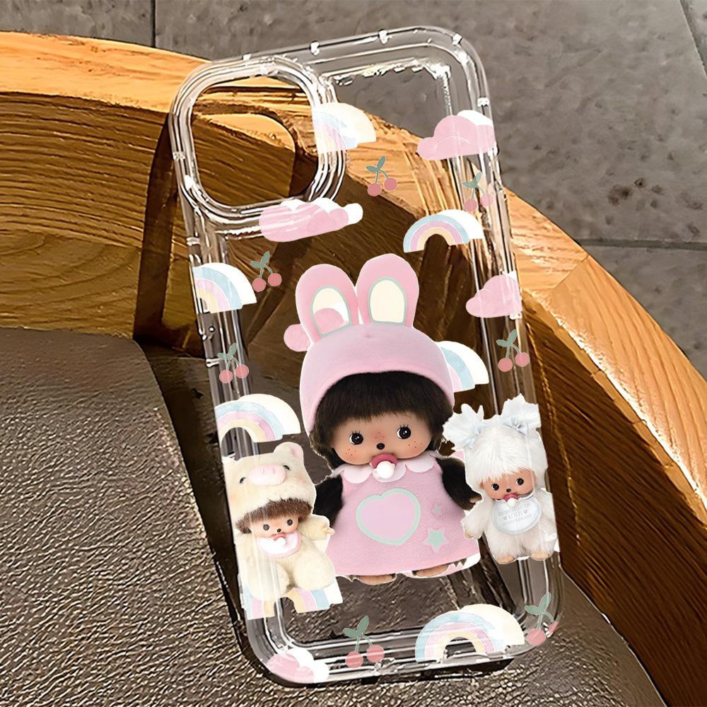 

Ins Cute M-Monchhichis Phone Case for Samsung Galaxy S25 S24 S23 S22 S21 S20 S10 Note20 Note10 FE Ultra Plus 4G 5G Clear Cover Samsung S25 5G