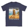 Kawaii Surreal Tung Tung Tung Sahur Beach Tshirts Unisex Oneck Short Sleeve Clothing Italian Brainrot Meme Cotton Summer Clothing