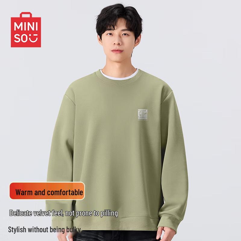

MINISO Men s Plush Lined Pullover Sweatshirt 2XL