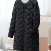 Women's Mid-Length Lightweight Down Jacket - Autumn/Winter, Round Neck, Collarless, Korean Style Trendy Outerwear