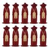 10 Pieces Burlap Wine Bags Jute Wine Bottle Bags with Drawstrings Reusable Gift Bags with Tags for Party Blind Tasting Birthday