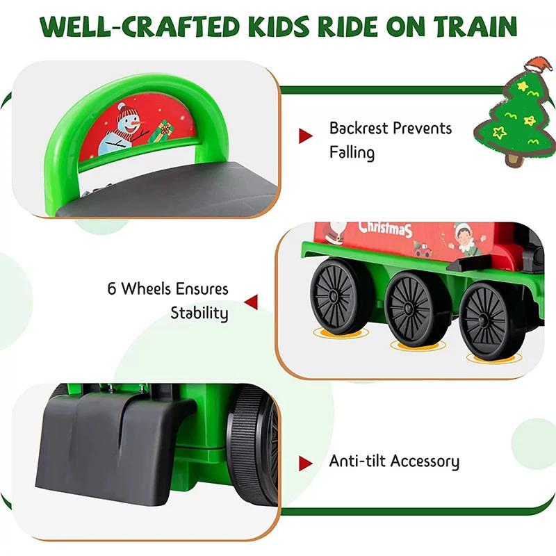 Non-Toxic Ride-On Train With Track Children Toy Train With Lights Sounds And Storage Seat Riding Fun Toys For Kids Christmas Gifts