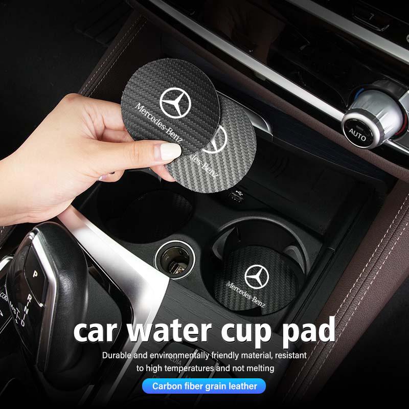2Pcs Car Coasters Water Cup Holder Pads Anti Slip Accessories For Mercedes Benz W211 W124 W176 W177 C180 C200 C260 C300 GLC CLE PQRST1
