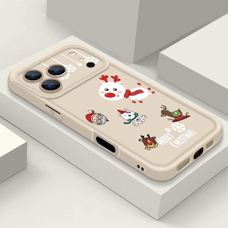 Cartoon Christmas Elk Pattern Case For iPhone 17 Air 16e 16 15 14 Pro Max 13 17 Pro Max 17 Pro 17 Shockproof Soft TPU Silicone Phone Cover Funda