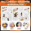Labeol 1 Pack Halloween Tablecloth, 108"x 54" Halloween Coloring Tablecloth for Kids, Pumpkin Ghost Bat Castle Coloring Table Cover for Winter Party