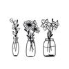 Blomväggdekoration i metall, 3-delad, Blommig väggkonst, Blomma i vas, Väggdekoration, Vas, Blommor, Inredning, Konst, Järnvägg