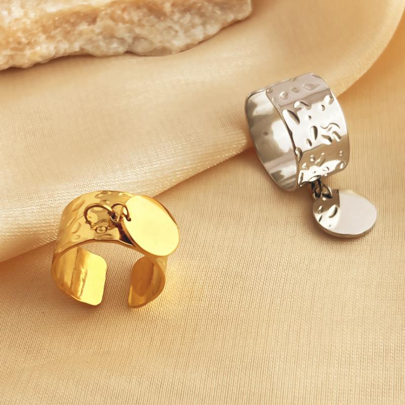 Stainless Steel Chunky Rings For Women Gold Color Waterproof Smooth Round Pendant Finger Ring Unisex Party Aesthetic Jewelry