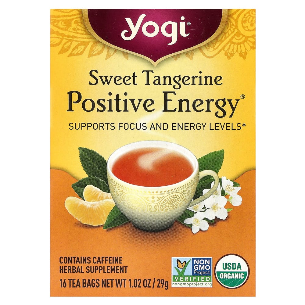 Yogi Tea Positive Energy Sweet Tangerine Herbal Tea, 16 Tea Bags, 1.02 oz (29g)