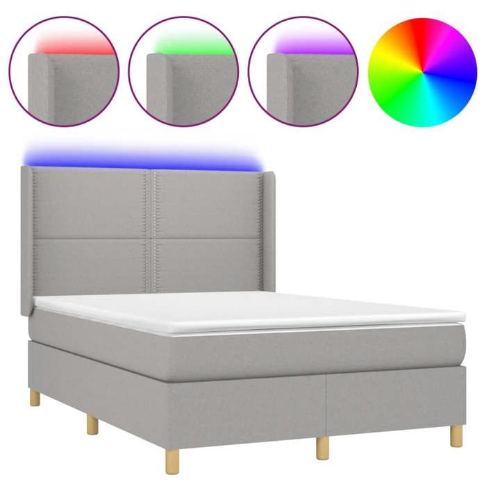 VidaXL Sommier à Lattes de Lit avec Matelas et LED, Lit Rembourré, Lit Double, Lit Adulte de Chambre à Coucher Intérieur, 3138789
