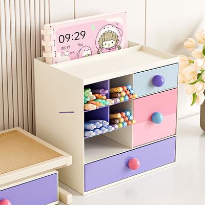 Desktop Drawer-Style Storage Box Dopamine Ins Style Student Desk Stationery Organization Large-Capacity Stackable Storage Rack