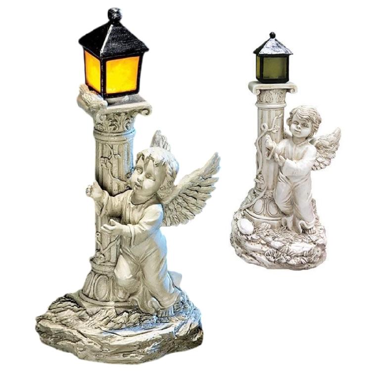 Outdoor Solar Lighting Statue Solar Lights Roman Colum Child Statue Solar Lamp