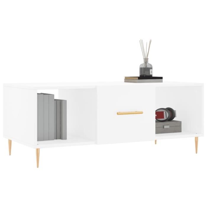 VidaXL Table basse blanc 102x50x40 cm bois d'ingénierie 829284