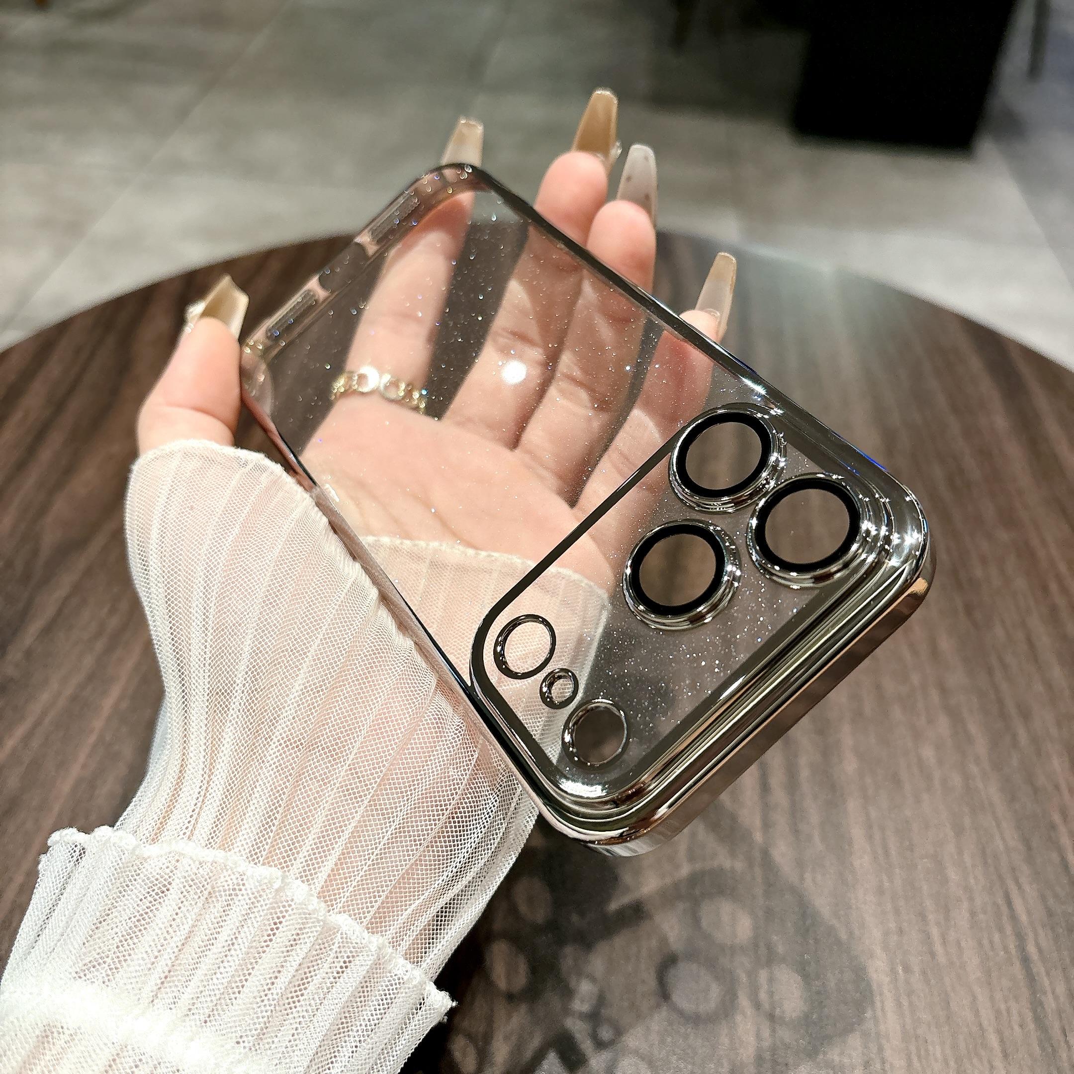 

Блискучий Прозорий Покриття Жорсткий PC Чохол Для iPhone 17 Air 16 15 14 13 12 11 Pro Max Plus Захист Камери Сяючий Задній Чохол iPhone17