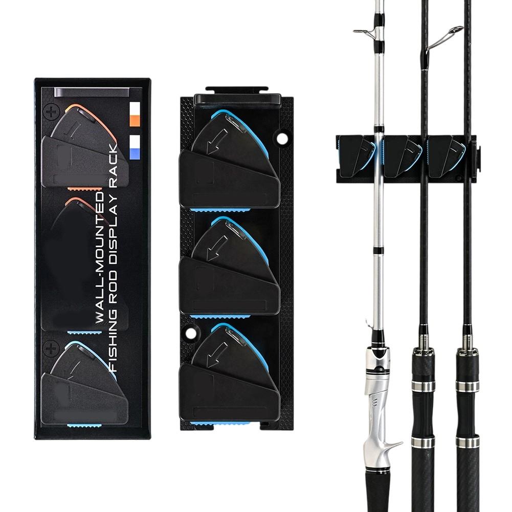 

Fishing Rod Holder Wall Mounted Rack Non-slip Roller 3 grids синий