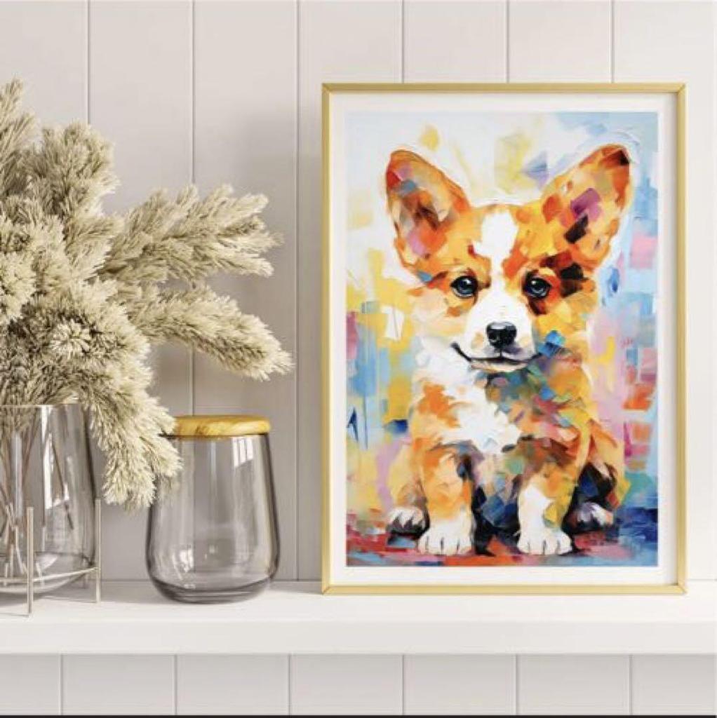 [USED] Gaze Welsh Corgi Art Poster Dog Painting Dog Illustration