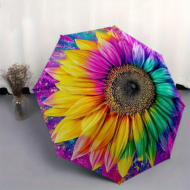 1pc Colorful Sunflower Artwork Umbrella with Plastic Handle,Suitable for All Seasons Home Travel Outdoor UmbrellaB1796
