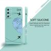 Blue Pink Love Planes World Map Travel Liquid Case For Samsung Galaxy S22 S21 S20 Fe Ultra S10 S9 S8 Plus S10e Note 20 10 Lite