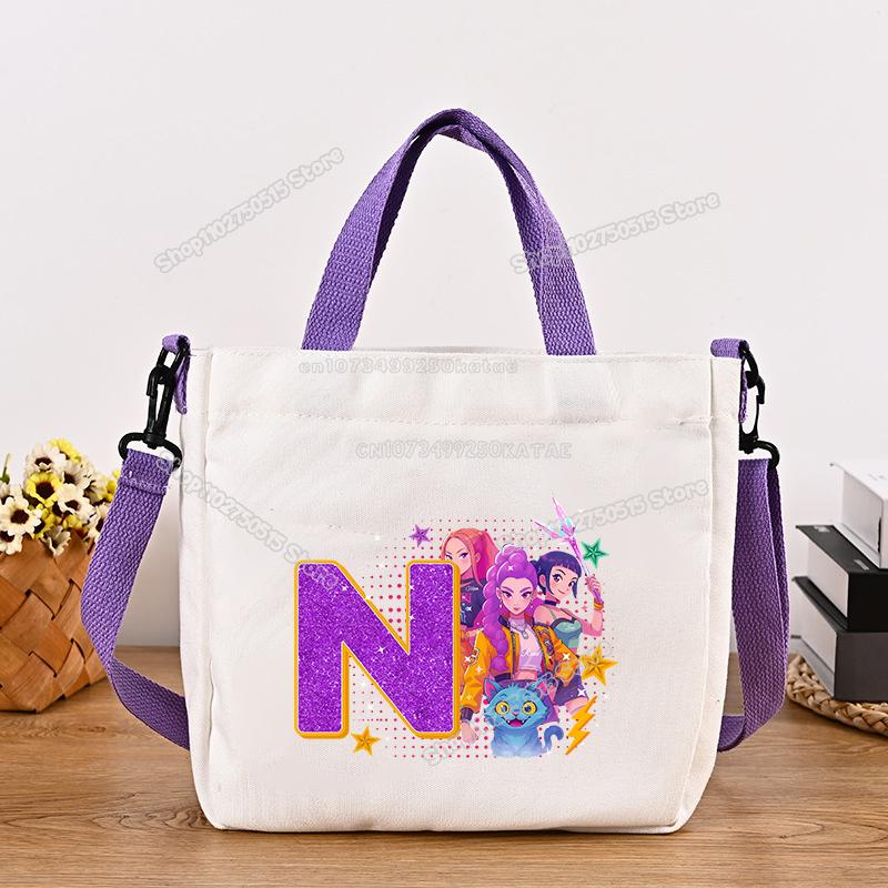 Schöne KPop Dämonenjäger Canvas Umhängetasche Multifunktionale Damen Handtasche Cartoon Mädchen Tragetasche Studenten Schultasche Damen Stoff Umhängetasche
