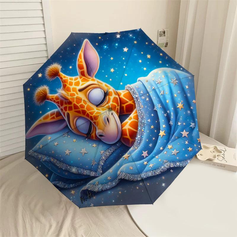 

1PC Giraffe Starry Umbrella-8-Rib Reinforced Portable Folding Travel Suitable for All Seasons Outdoor Daily Use Is an Ideal Choice -F380