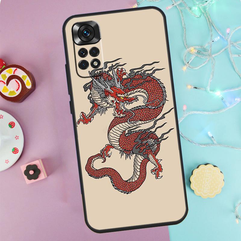 Japanese Dragon Style Case For Xiaomi Redmi Note 9 10 11 12 13 14 Pro 9S 10S 11S 12S Redmi 14C 10C 12C 13C Cover