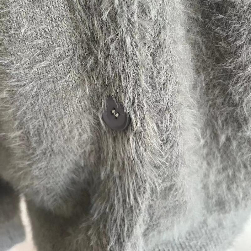 Женский вязаный повседневный кардиган осень-зима модный свободный свитер с V-образным — фото 6