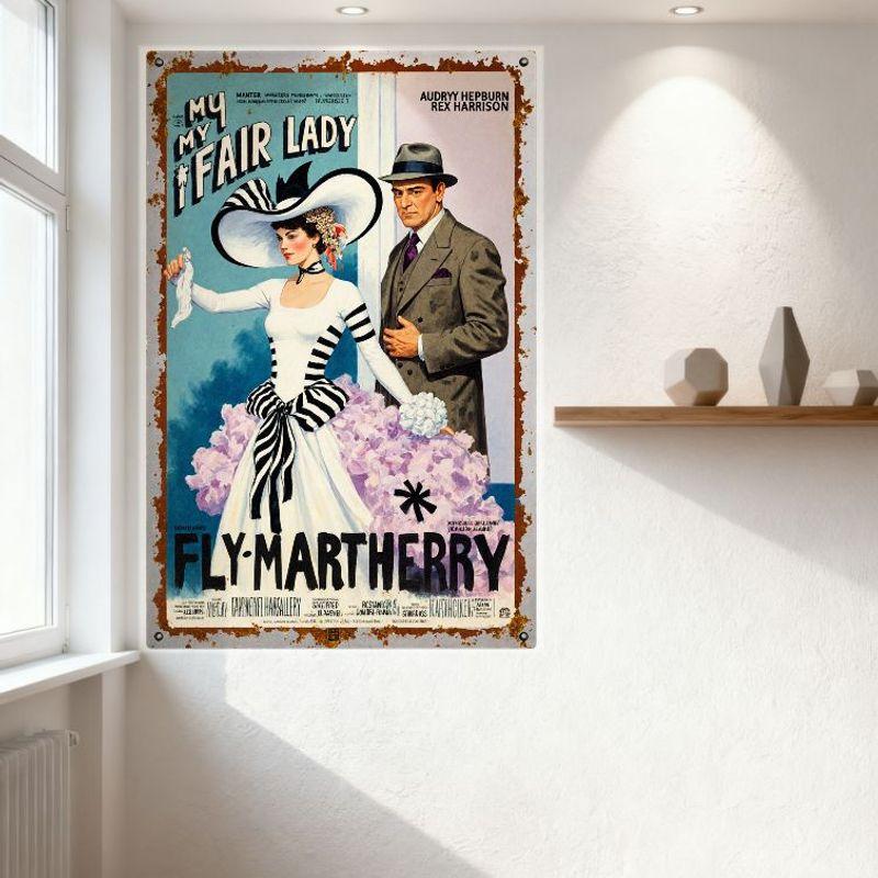 Vintage My Fair Lady Metal Tin Sign Audrey Hepburn Rex Harrison Movie Poster for Home Cafe Bar Man Cave Decor