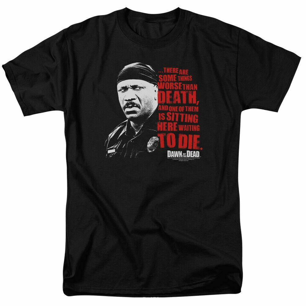 Dawn of the Dead Worse Than Death T Shirt Mens Licensed Zombie Movie Tee Black XXL