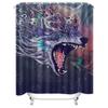 Fantasy Wolf Moon Shower Curtain Printed Fabric Waterproof Bathroom Decoration for Home Decor
