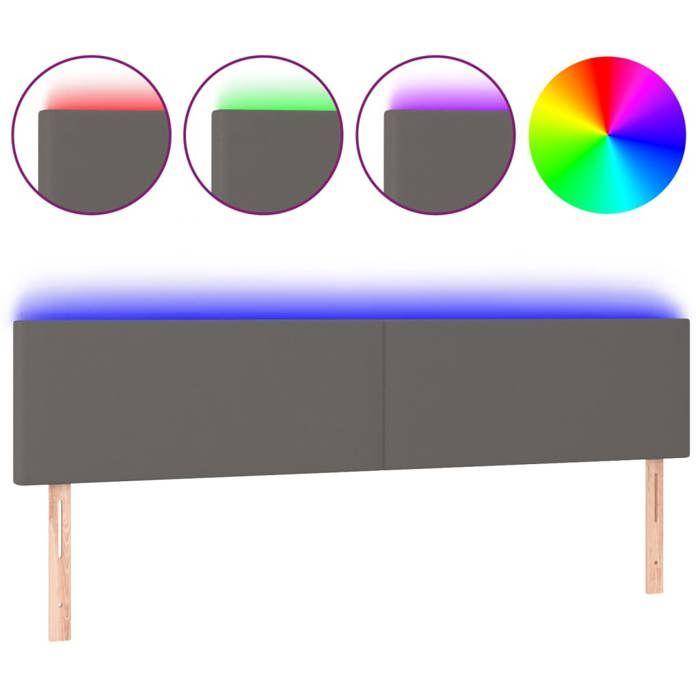 VidaXL Tête de Lit à LED Meuble de Chambre à Coucher Accessoire de Lit Double Tête de Cadre de Lit Intérieur Gris 3121438