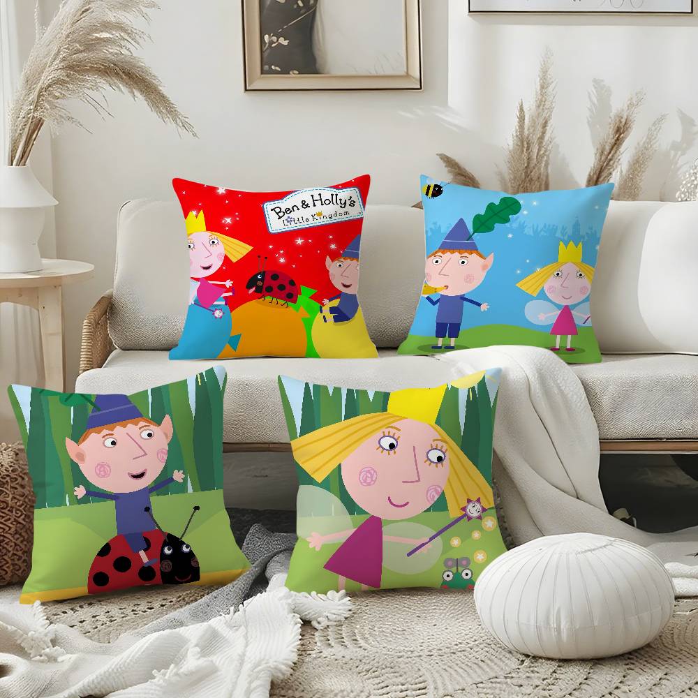 Kissenbezug mit Cartoon-Motiv von B-Ben und Hollys Little Kingdoms, weicher Plüschstoff, doppelseitig bedruckt, dekoratives Kissen für Wohnzimmer, Geschenkidee