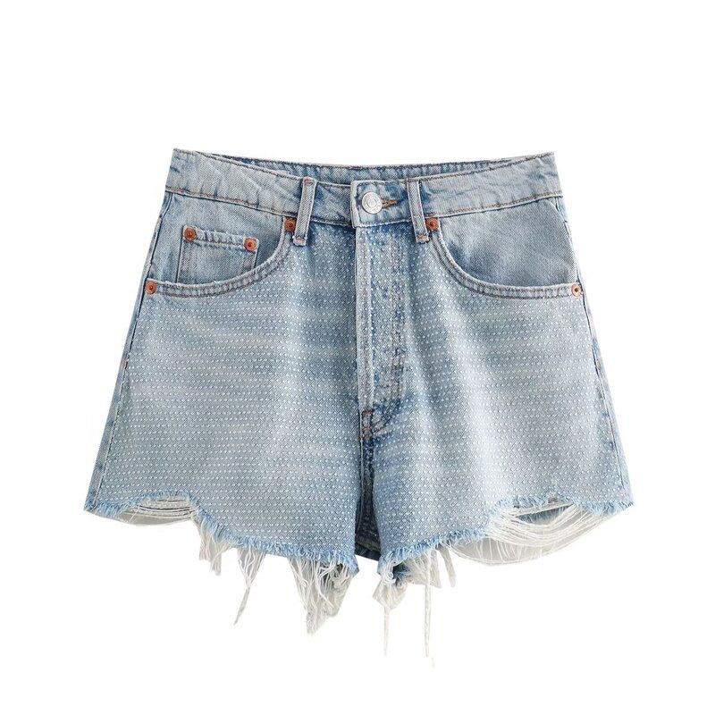 Fashion Style 2024 Autumn New Women's Clothing Mid Waist Stylish Easiest for Match Slim Looking Denim Shorts 8197202