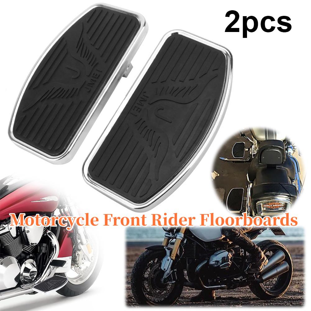 2PCS Black Motorcycle Adjustable Rear Passenger Front Footrest Rider Driver Foot Rest Pegs Floorboards Universal for Honda/Yamah