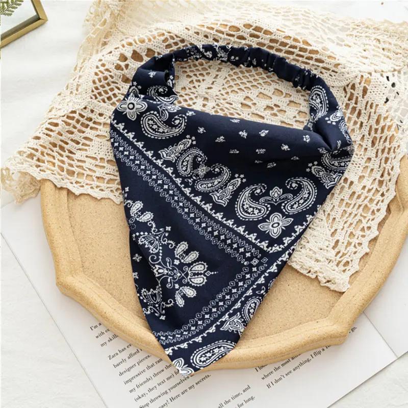 Floral Print Hair Scarf Bohemia Bandana Elastic Hair Band Triangle Scarf Kerchief Women Girl Hair Accessories Headscarf