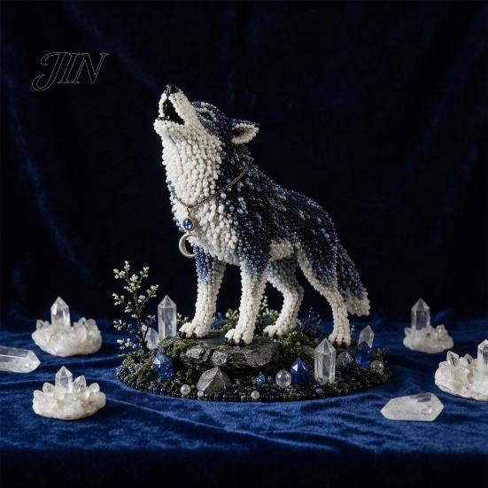 Perlen-Katzen-Bastelset DIY Perlenmaterial-Packung, 3D Mythischer Wald Serie Komplett für Anfänger mit Mond- und Sternendekoration Glanzperlen, Fuchs
