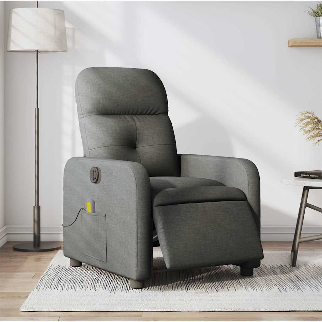 Vidaxl Reclining Massage Chair, Electric, Dark Grey, Fabric