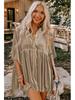 2025 Autumn Women's Solid Velvet Single-Breasted Pleated Long Sleeve Shirt - European and American Style