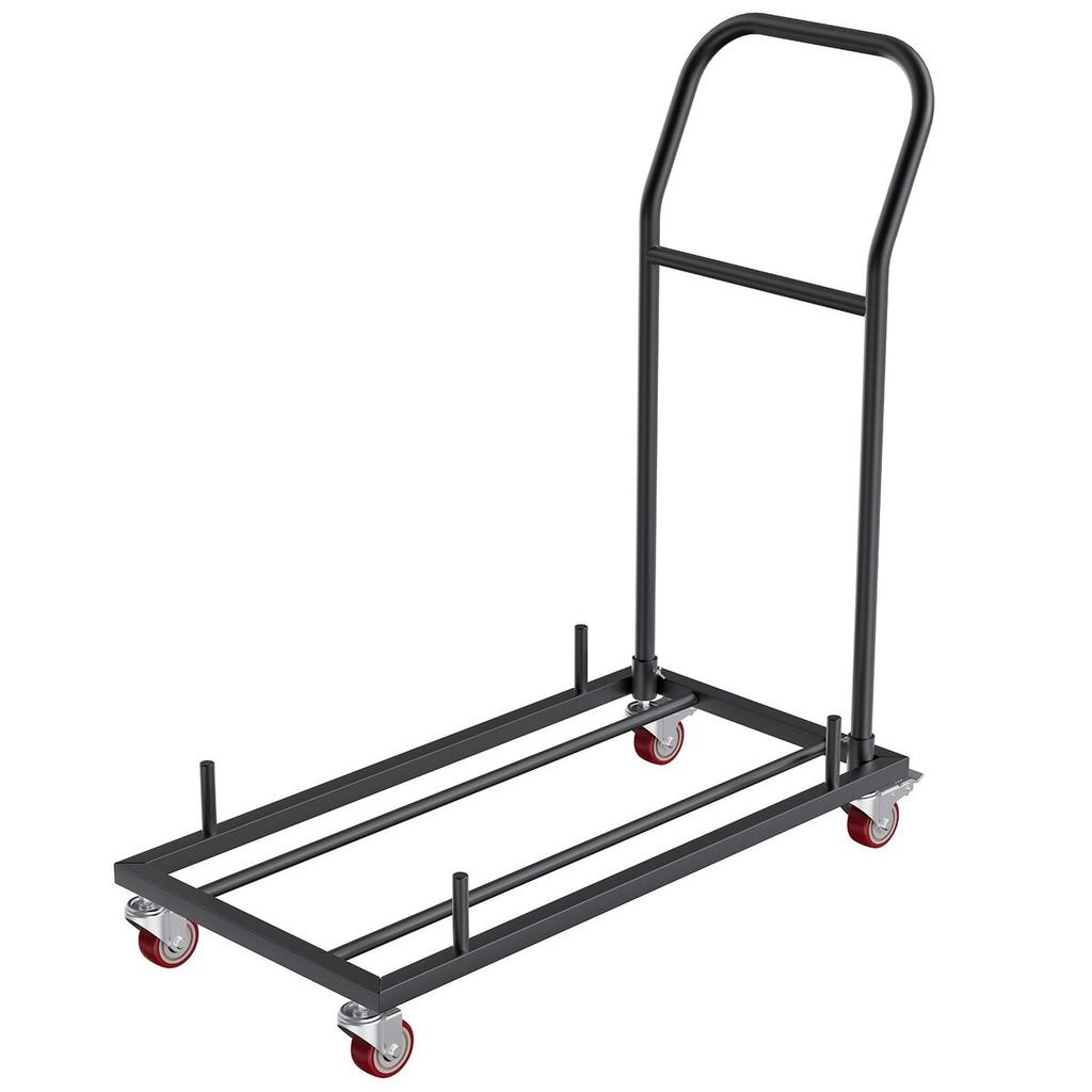 Folding Chair Dolly, Iron Commercial Cart with 12 Chairs Capacity, Folding Chairs Rack Trolley with 4 Casters, Storage Transport Dolly for Flat